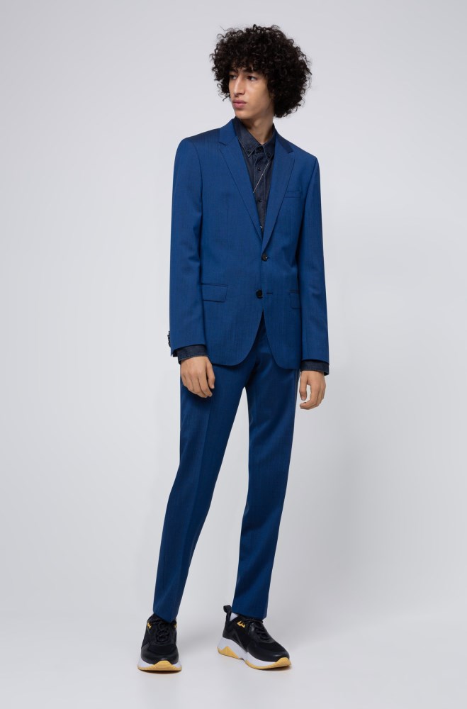 Traje Hugo Baratos - HUGO Slim-fit suit mohair-look virgin wool - Azules