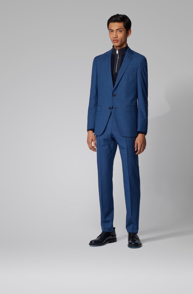 Traje Hugo Boss Hombre Rebajas - Slim-fit suit in traceable wool - Azules Claro